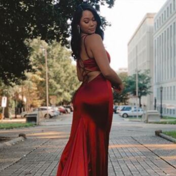 Women's Summer Dress Lace Up Back Satin Bridesmaid, Prom, evening Dress - Picture 8 of 16